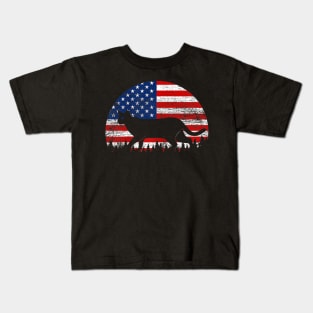 Cat American Flag Kitty Usa 4th Of July Kids T-Shirt